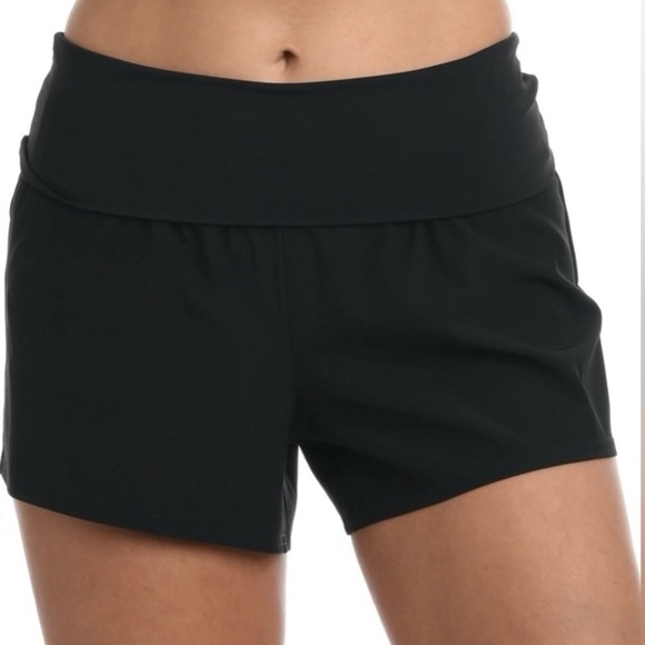 LA BLANCA  Island Goddess Foldover 3"Inseam Board  Black Women's Short swimwear - Picture 1 of 15
